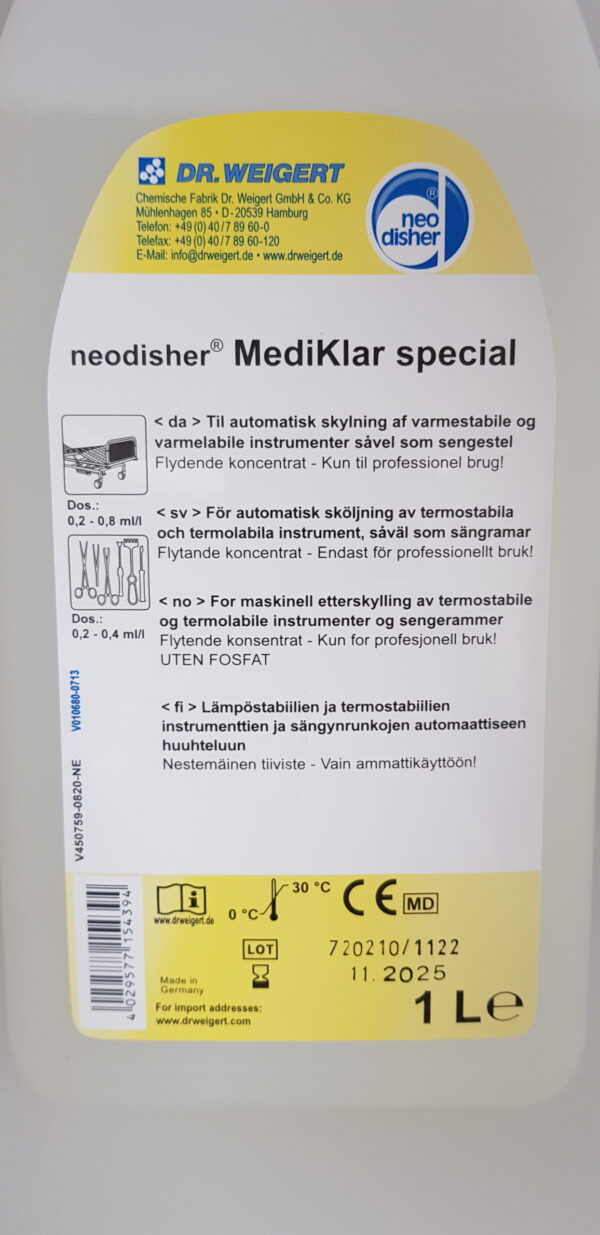 Miele Neodisher Mediklar special avspenning/glansmiddel, 1L - Bilde 2