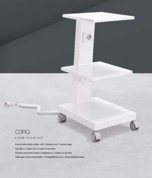 Zilfor C3RQ Trillebord m/ 3 hyller, hvit med 2 stikkontakter
